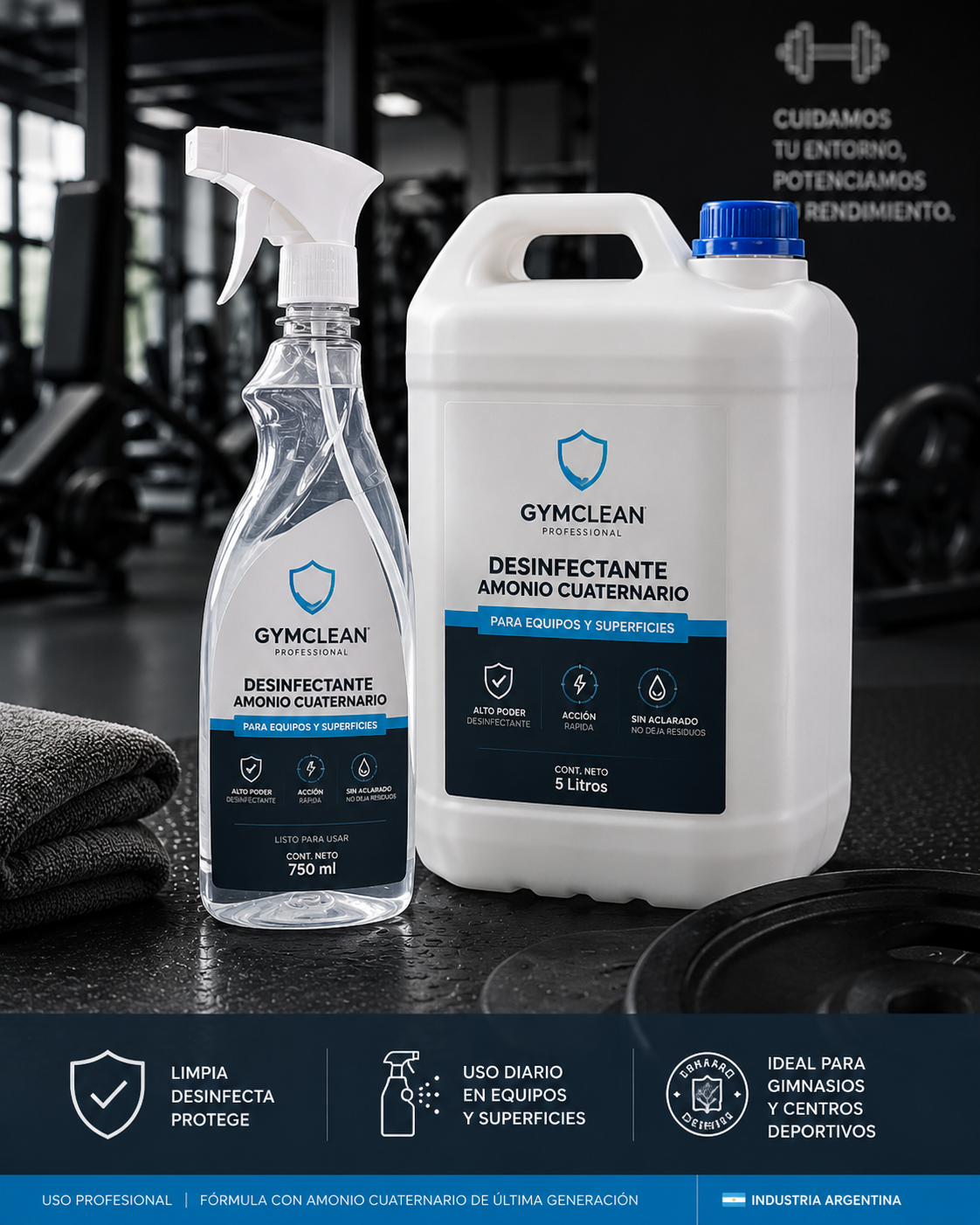 Desinfectante GYM amonio cuaternario x 5litros